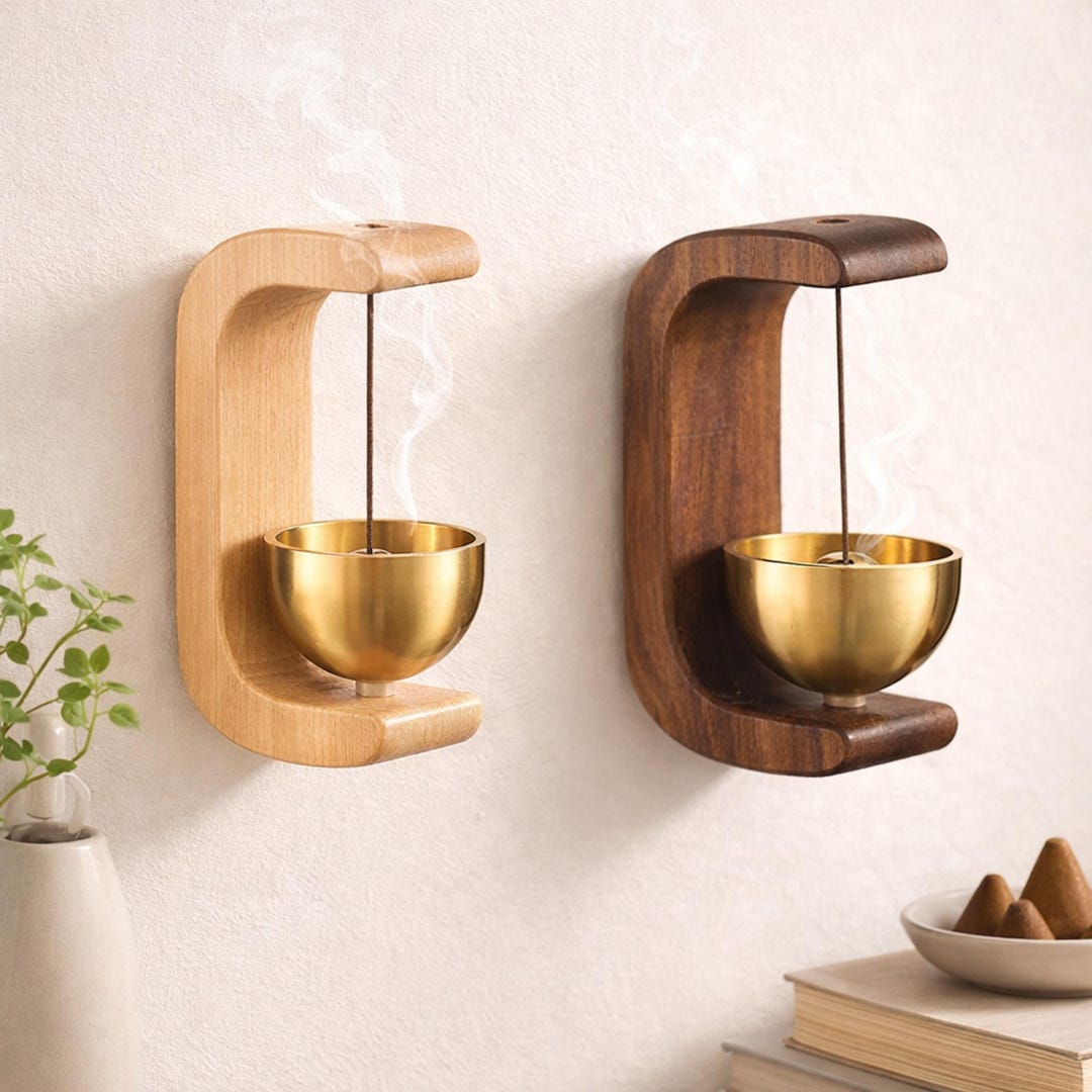 Japanese Wooden Incense Holder Wall Hanging Incense Burner Zen Incense ...