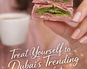 Dubai Angel Hair Pink Pistachio Chocolate Bar, Turkish Dessert 90g