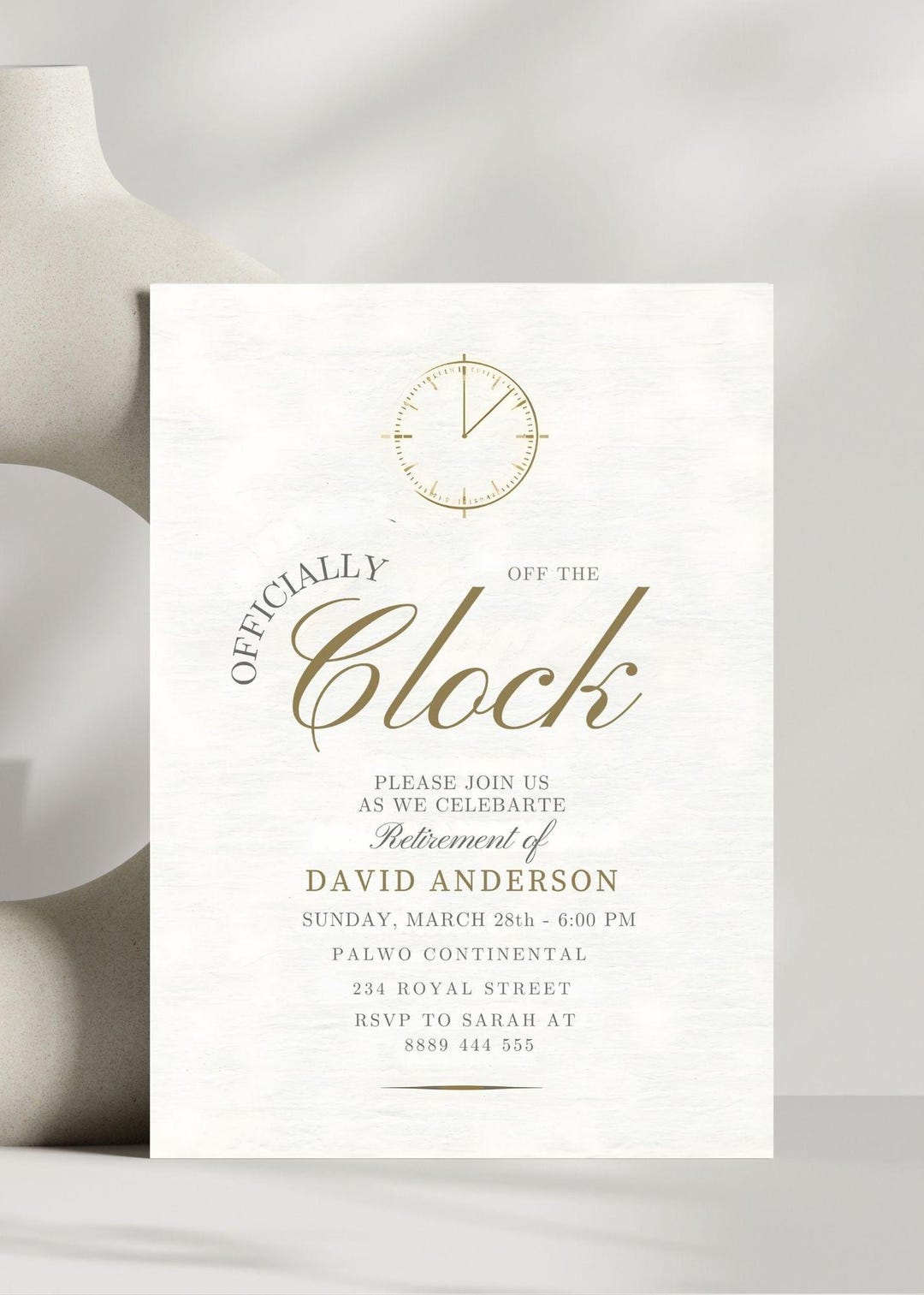Funny Retirement Invitation Template: off the Clock Celebration ...