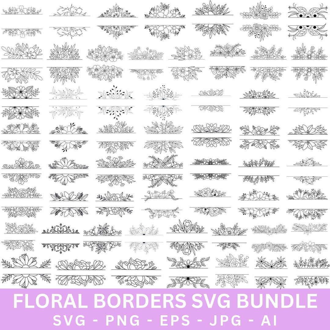 Floral Frame Monogram SVG, Flower Border Cut File (digital Download) - Etsy