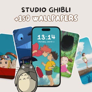 150 Studio Ghibli Wallpapers: Aesthetic Phone iOS Android, Cozy Anime Backgrounds, Lofi Totoro Chihiro Ponyo Howl, Digital Decor Art Pack