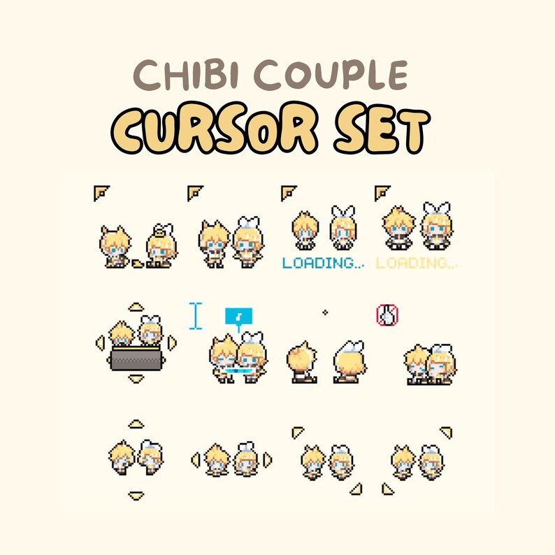 Chibi Gamer Couple Cursors: Animated Windows Mouse Pointer, Kawaii ...