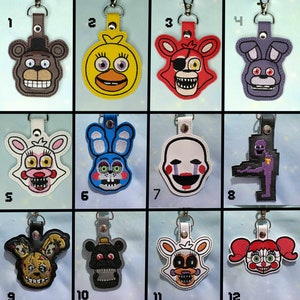 Five Nights At Freddy&#39;s Inspired Embroidered Keyrings FNAF1-Sister Location