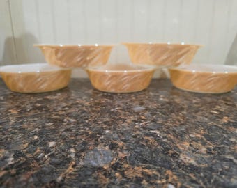 Vintage Anchor Hocking Fire-King Peach Luster Swirl Berry Bowls (Set of 5)