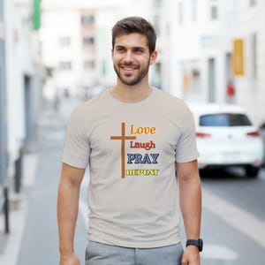 Camiseta "Ama, ríe, reza, repite" / Camiseta cristiana espiritual / Ropa basada en la fe / Regalo religioso