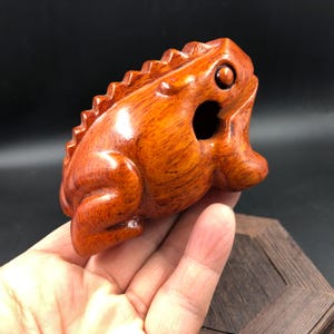 Trägroda Guiro Rasp, handskuret grodslagverksinstrument, lyckopengepadda musikalisk leksak, traditionell asiatisk ljudmakare