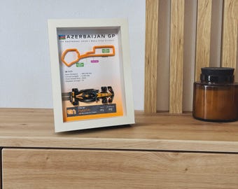 Oscar Piastri F1 Frame, Baku GP 2024, McLaren Formula 1 Gift, 1:64 Scale Car, Handmade Motorsport Wall Art, F1 Fan Gift, Racing Decor