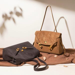 Vintage Leather Top Handle Satchel, Handmade Cowhide Crossbody Bag, Classic Structured Leather Handbag, Everyday Minimalist Purse image 2