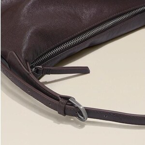 Soft Genuine Leather Hobo Bag, Slouchy Shoulder Bag for Women, Minimalist Cowhide Leather Purse, Everyday Leather Handbag, Gift for Her image 4