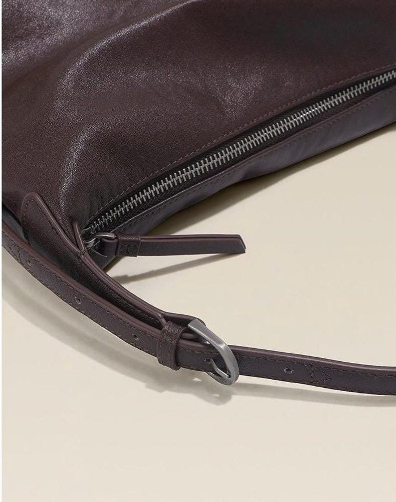 Soft Genuine Leather Hobo Bag, Slouchy Shoulder Bag for Women, Minimalist Cowhide Leather Purse, Everyday Leather Handbag, Gift for Her image 4