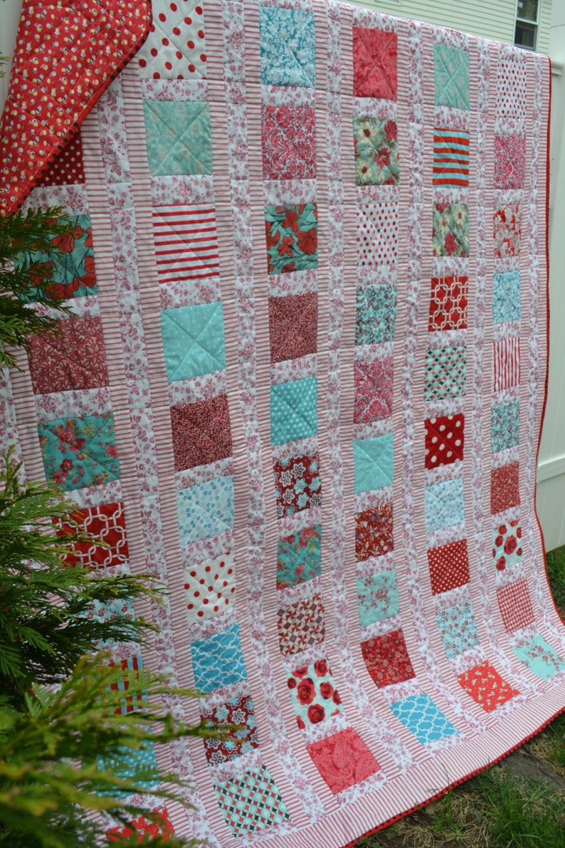 Handmade Twin Quilt French Country Retro Cottage Chic Quilt Etsy