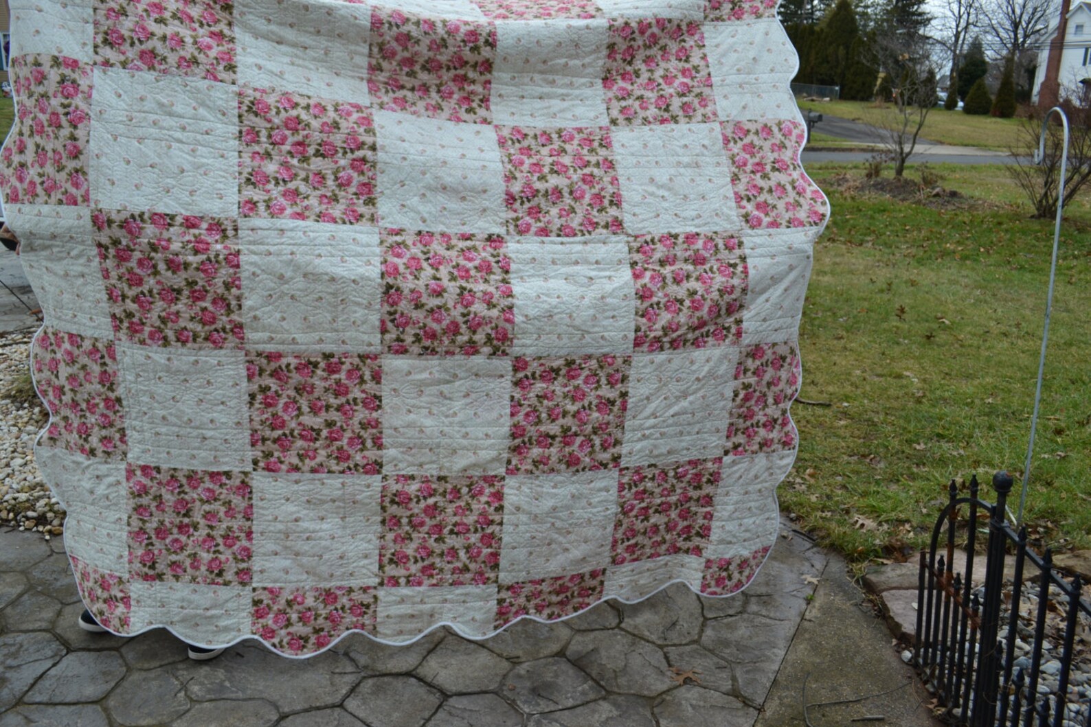 Shabby Vintage Chic Queen Size Bedding Quilt Roses Patchwork Etsy
