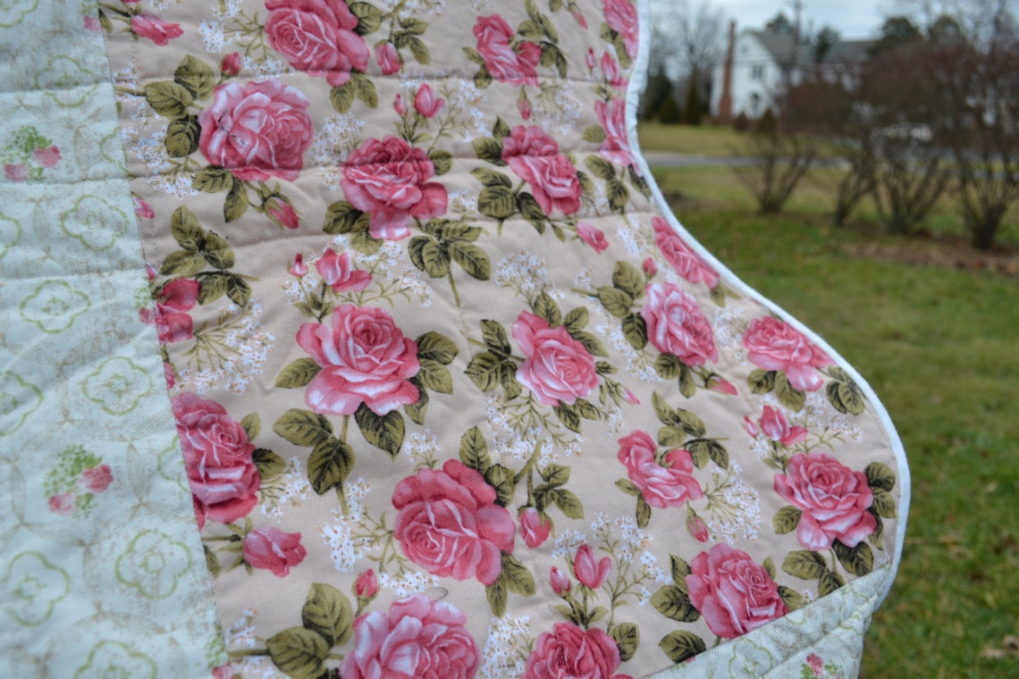 Shabby Vintage Chic Queen Size Bedding Quilt Roses Patchwork Etsy