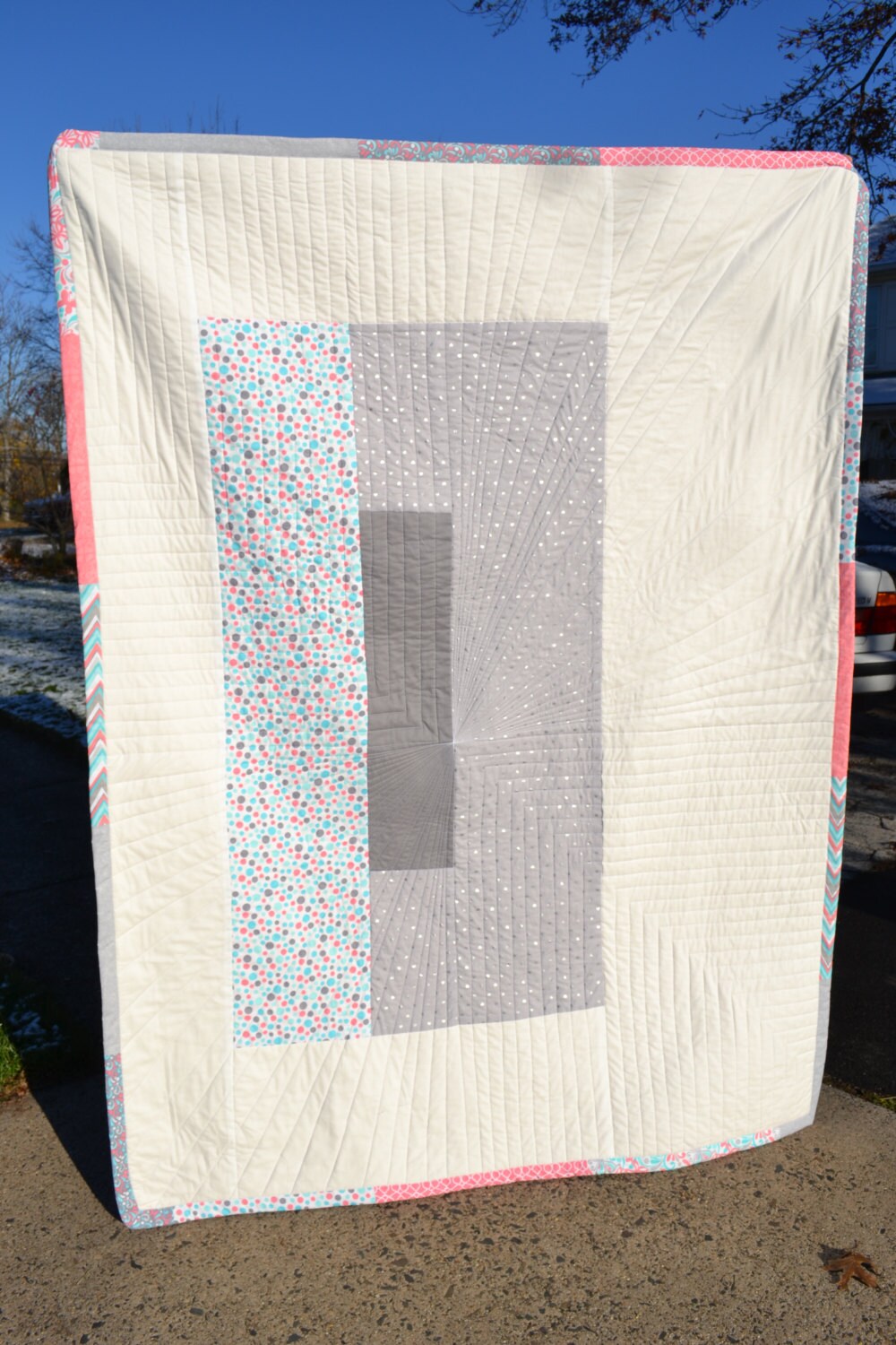 Minimalist Graphic Quilt Handmade Modern Color Block Grey and Etsy