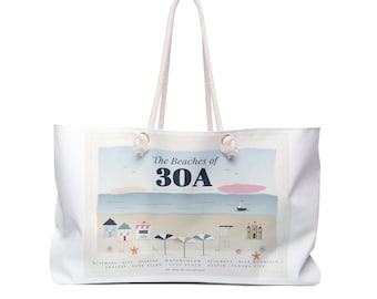 Beach Town Roadsign Weekender Bag | Coastal Vacation Travel Tote