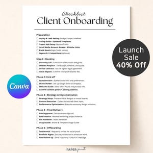 Client Onboarding Checklist Template Canva Editable Client Onboarding Process for Freelancers Social Media Client Onboarding