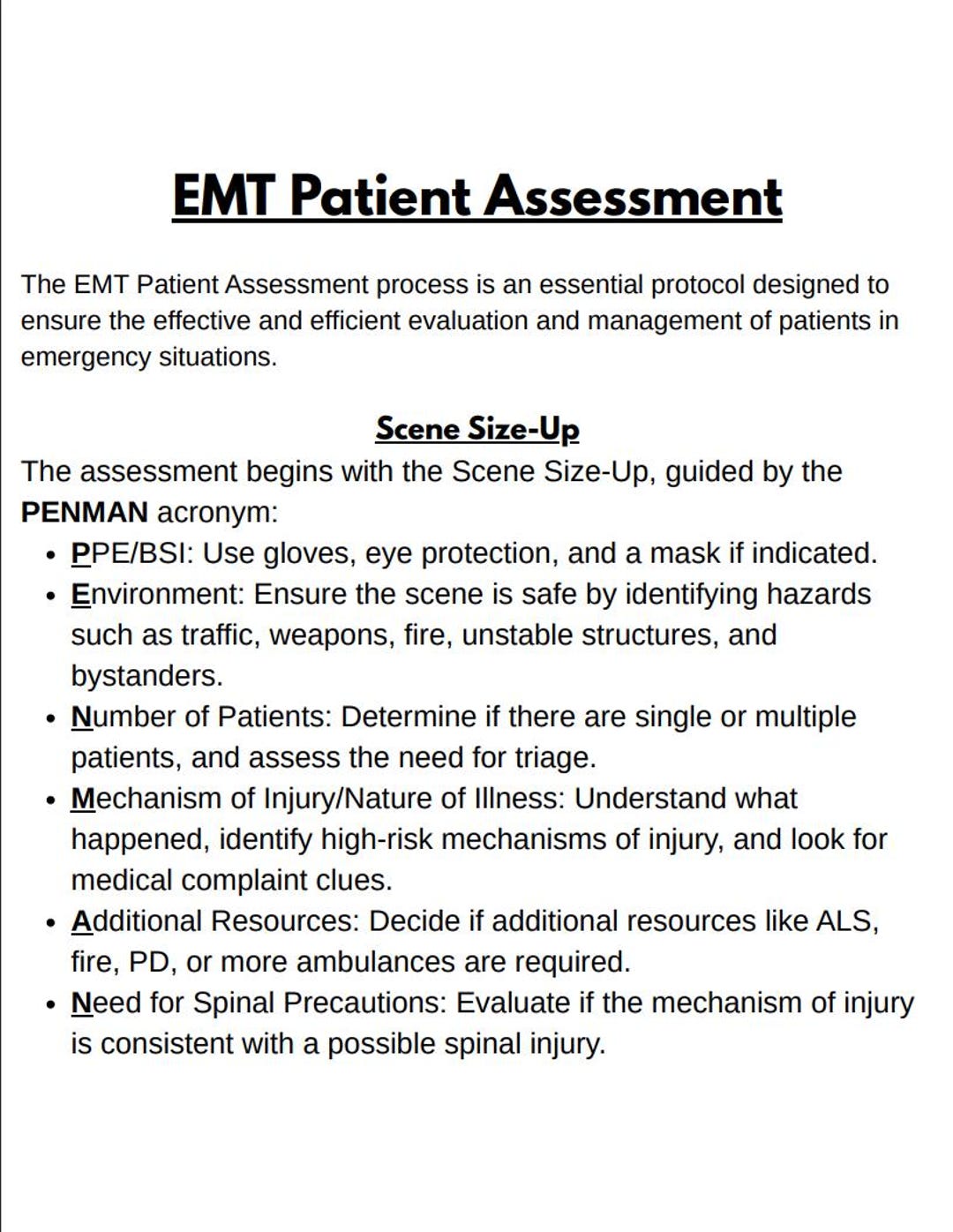 EMT Patient Assessment Study Guide | NREMT Prep (printable PDF) - Etsy