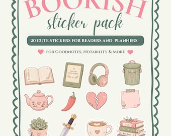 BookTok Digital Sticker Pack | Söta Goodnotes-klistermärken för läsare, Kindle, ARC och läsdagboksklistermärken