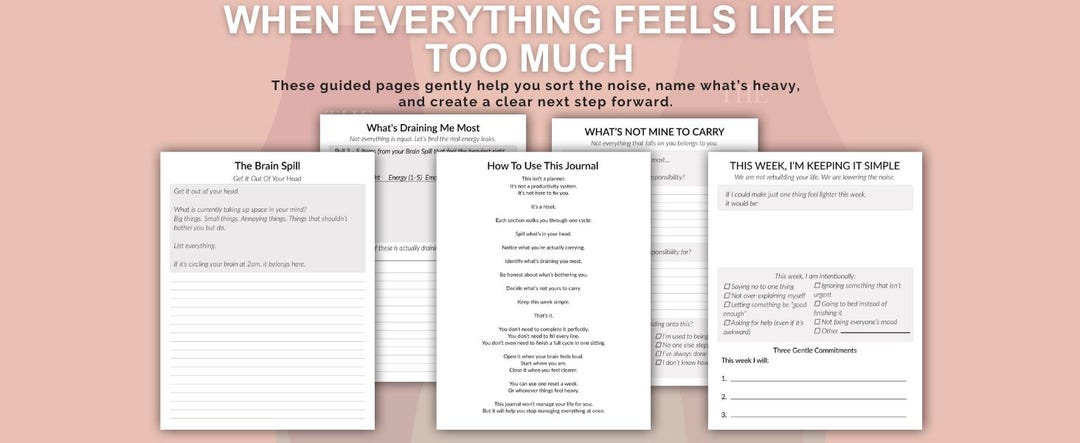 Mental Load Printable Workbook for Moms – Guided Brain Dump & Overwhelm ...