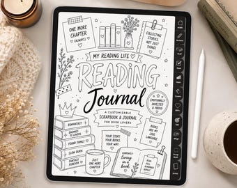 Customizable Digital Reading Journal for Goodnotes & Notability | Hyperlinked BookTok Scrapbook PDF Planner