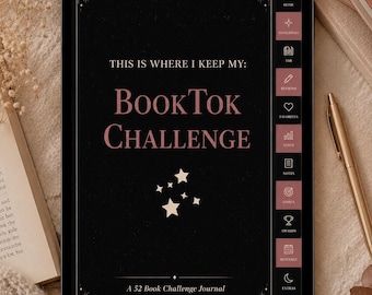 BookTok Challenge Digital Reading Journal for iPad | Hyperlinked Goodreads Style Planner PDF | GoodNotes Reading Tracker | Booktok Journal