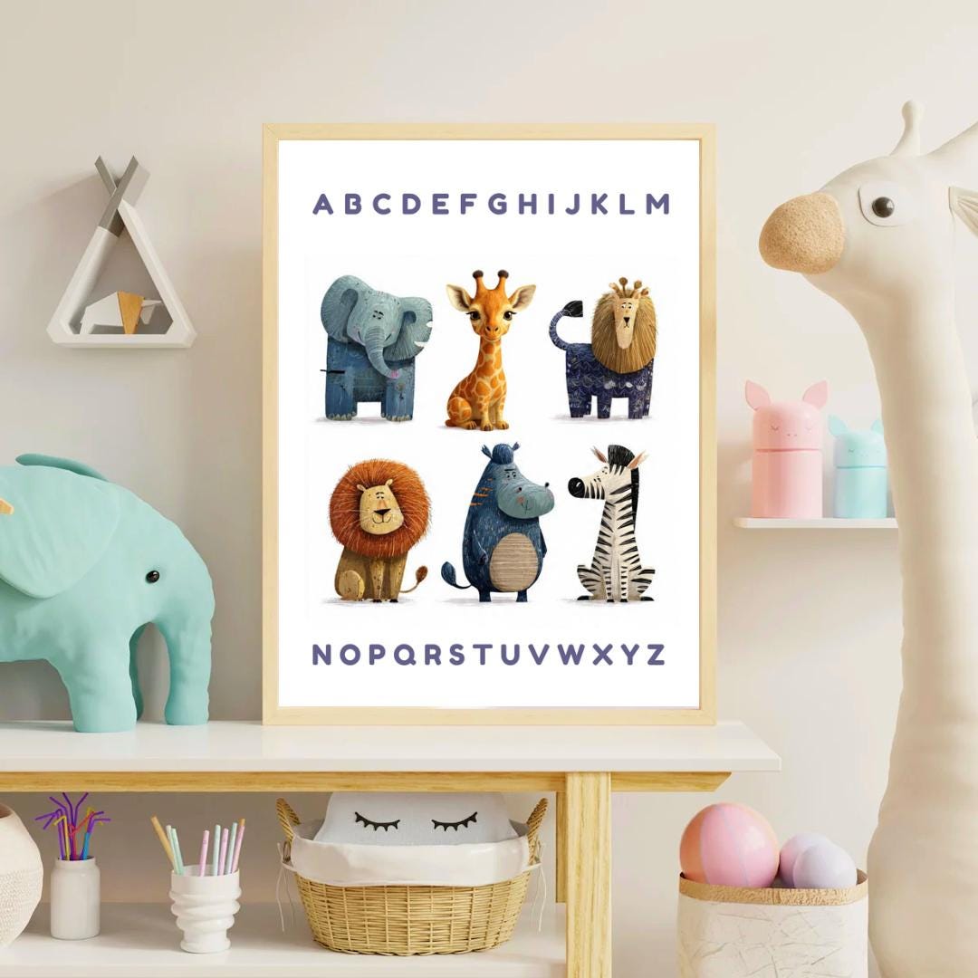 Zoo Animal Alphabet Baby Nursery Wall Art Poster-print-baby Girl-baby ...