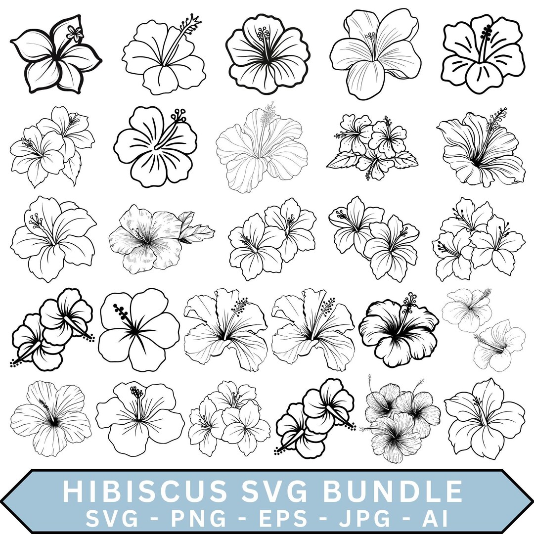Hibiscus Flower SVG Bundle: Tropical Floral Cut Files for Cricut and ...