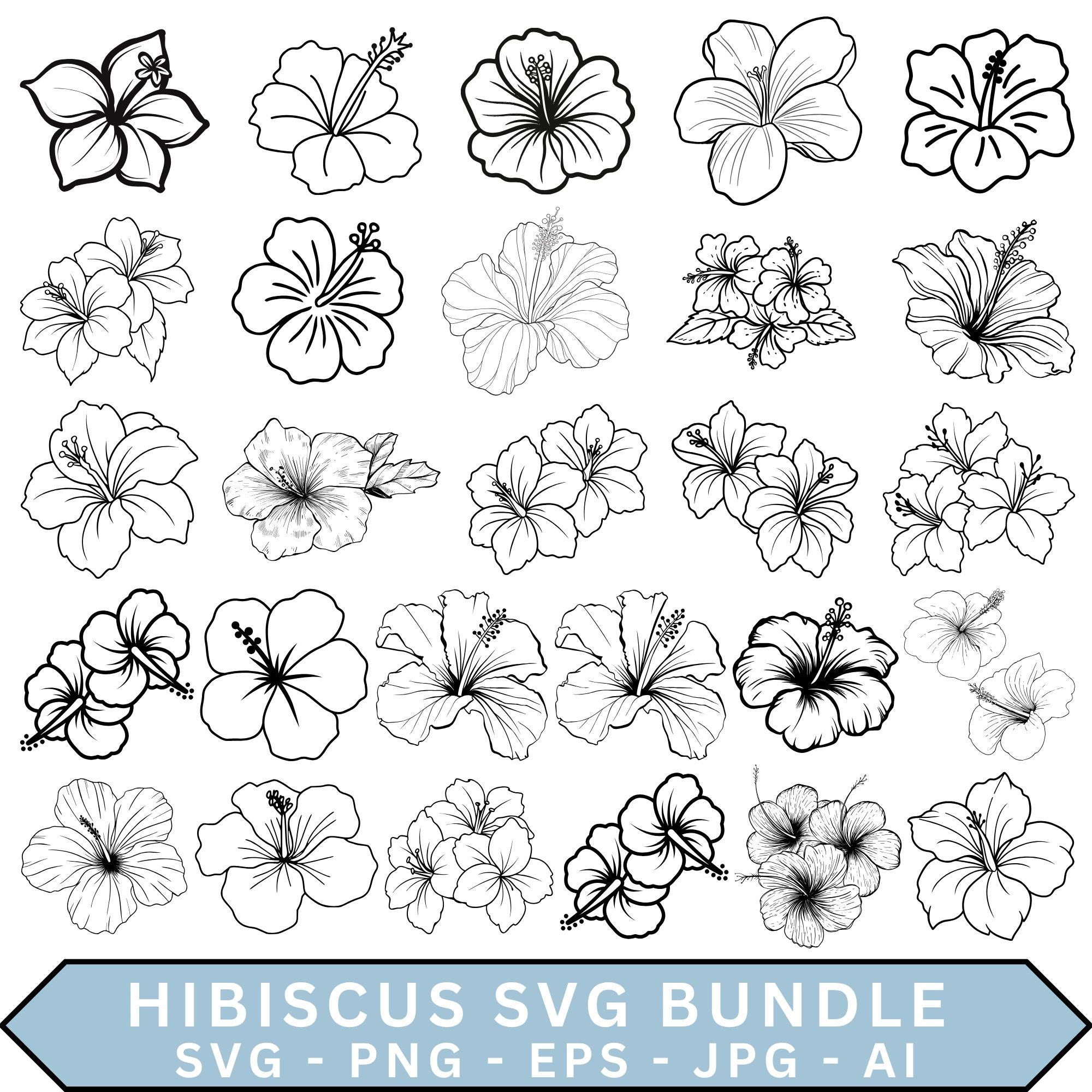 Hibiscus Flower SVG Bundle: Tropical Floral Cut Files for Cricut and ...