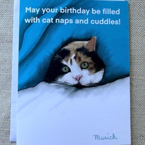 Cat Nap & Cuddles  blank birthday card
