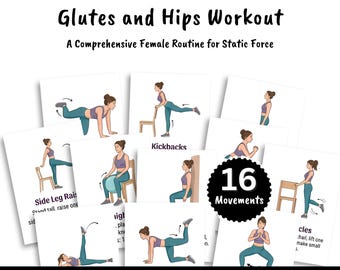 Printbare poster met workout voor billen en heupen, oefenschema voor het onderlichaam, thuisworkout voor de billen