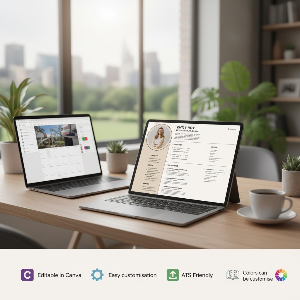 ATS Friendly Resume Template | Modern, Editable Canva CV (instant ...