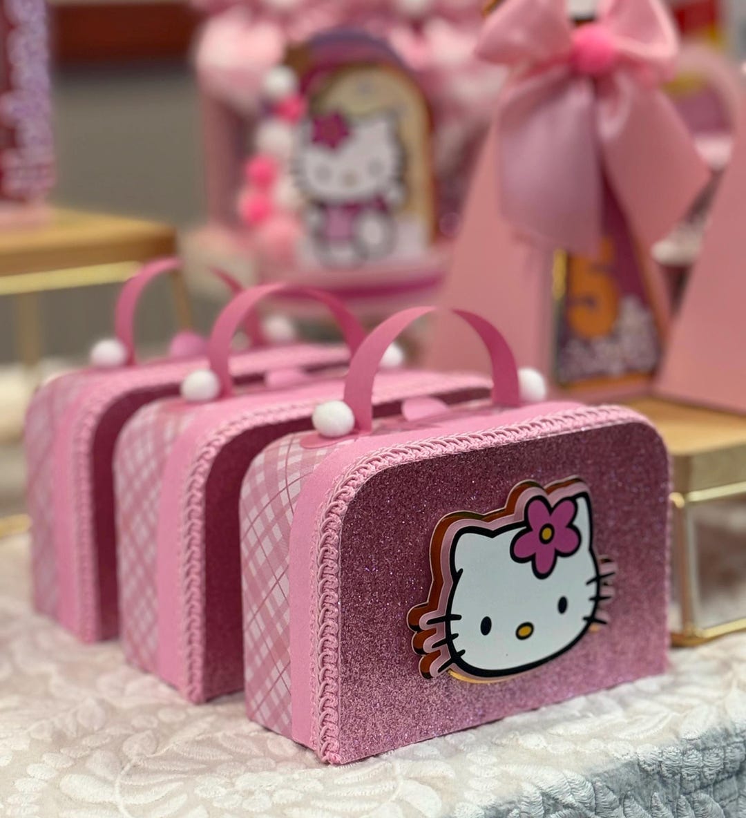 Handmade Kitty Suitcase Treat Boxes Set Of 6 Pink Glitter Party handmade-kitty-suitcase-treat-boxes-set-of-6-pink-glitter-party