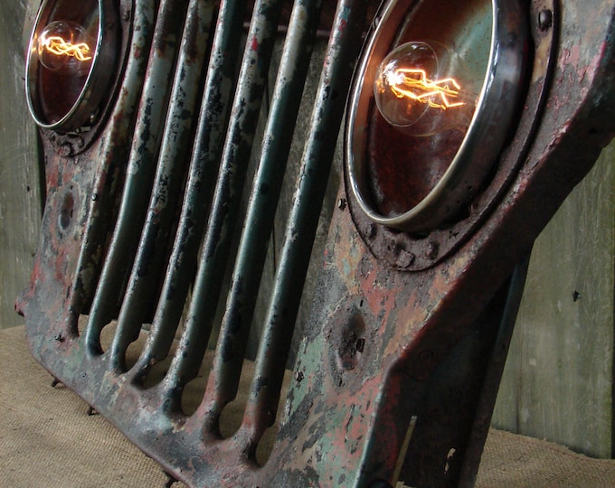 Upcycled Vintage Jeep Grill Lighted Wall Decor Etsy