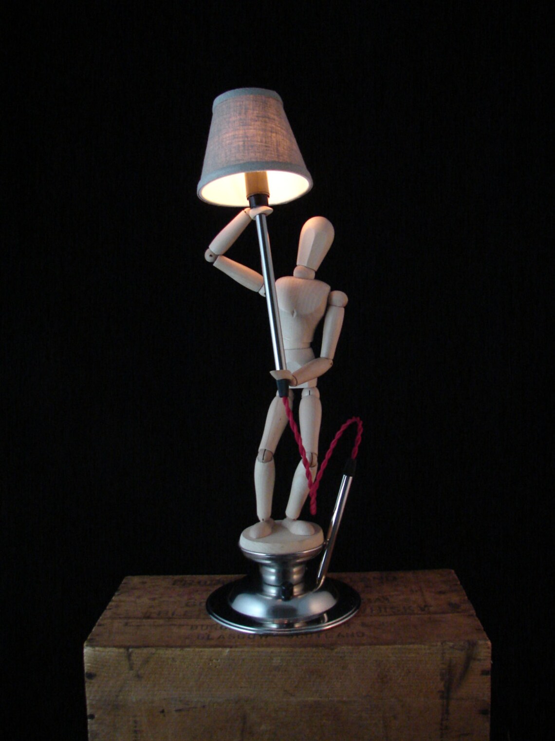 Table Lamp Upcycled Artist Figure with Dimmer Etsy