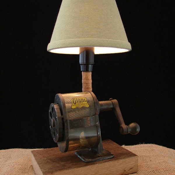 Upcycled Vintage GIANT Pencil Sharpener Lamp