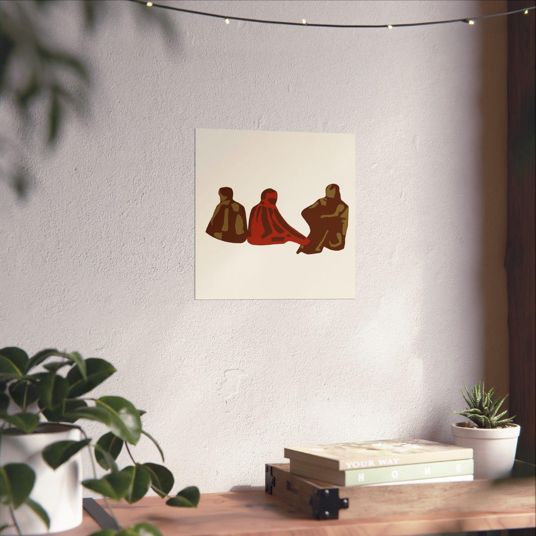 Abstract Sitting Figures Matte Vertical Poster | Minimalist Desert ...