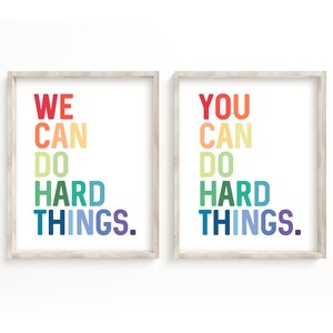 We Can Do Hard Things Print, You can do Hard Things Print, Klassenzimmer Poster Set, Regenbogen druckbare Kunst, digitaler Download, druckbare Wandkunst