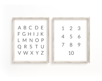 Farmhouse ABC Print, Alphabet Numbers Print Pack, Playroom Printables, Playroom Wall Art, Kids Room Decor, Nursery Decor, Number Print
