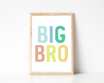 Big Brother Print, Brother Printable, Brother Sign, Boys Room Print, Colorful Brother Art, Bright Wall Art, Big Boy Room Art, Kids Room Art