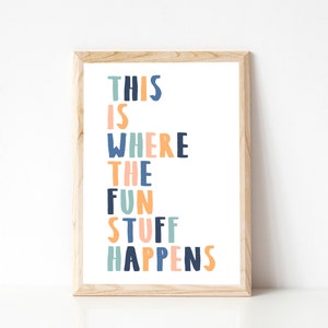 Playroom Wall Art, This Is Where The Fun Stuff Happens, Nursery Decor, Playroom Decor, Playroom Sign, Playroom Art, Playroom Wall Decor