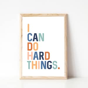 I can do hard things printable, instant download, classroom poster, home schooling educational print, growth mindset poster, classroom