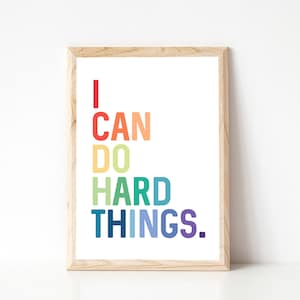 I can do hard things printable - instant download, classroom poster, home schooling educational print, growth mindset poster, classroom