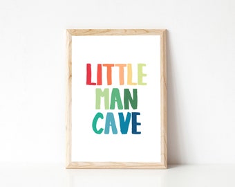 Little Man Cave, Printable Poster, Nursery Decor, Rainbow Nursery Printables, Boy Nursery Decor, Little Man Cave Decor, Nursery Wall Decor