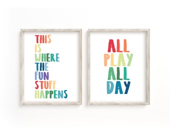 Rainbow Poster Print Pack, Playroom Printables, Playroom Wall Art, Kids Room Decor, Nursery Decor, Printable Wall Art, Poster print