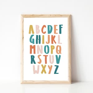 Alphabet poster, nursery decor, ABC Wall art, Alphabet wall art, Alphabet print, nursery print, kids room decor, ABC print, ABC poster