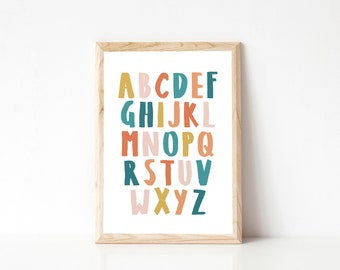 Alphabet Poster, Kinderzimmer Dekor, ABC Wandkunst, Alphabet Wandkunst, Alphabet Druck, Kinderzimmer Dekor, ABC Druck, ABC Poster