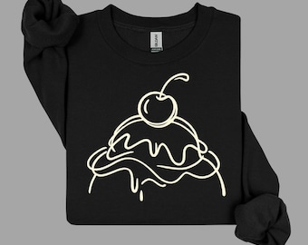 Minimalist Cherry Line Art Crewneck Sweatshirt, Systems Thinking Apparel, The After Quiet AQ