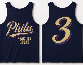 Philly Basketball Jersey Tank Top | Allen Iverson 3 Streetwear Tee | Philadelphia Cool Girl Aesthetic Tank | Vintage Red Blue Gold Tank Top
