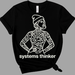 Systems Thinker Shirt | Minimal Line Art Girl Tee, Tech Logic Tattoo Graphic Shirt, Analytical Mind T Shirt, Systems Design Aesthetic Tee