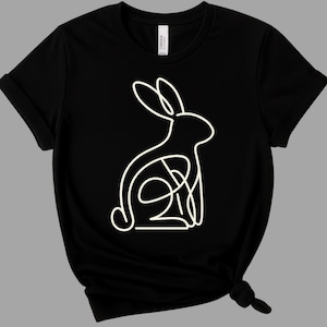 Maglietta con coniglietto pasquale e design sistemico - Felpa minimalista con coniglio e grafica lineare - Arte concettuale indossabile - Maglietta grafica con design olistico dei processi